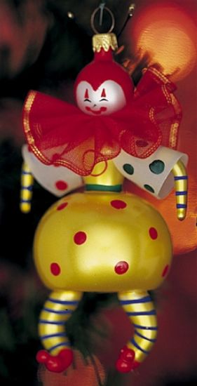 Picture of De Carlini Red and Gold Clown Christmas Ornament