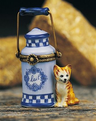 Picture of Limoges Cat with Milk Can Box