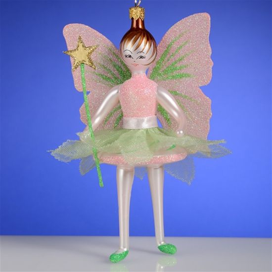 Picture of De Carlini Green and Pink Fairy Ornament