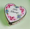 Picture of Limoges "Love Always"  Pink Ribbon Blue Flowers Heart Box
