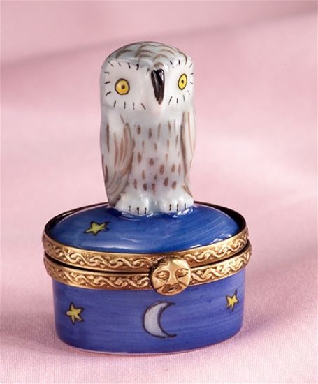 Picture of Limoges Mini White Owl at Midnight Box