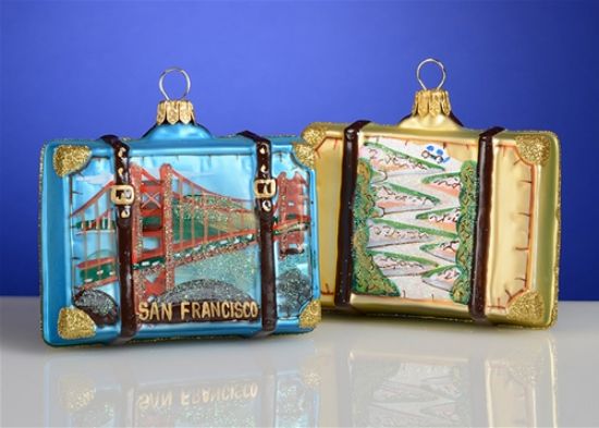 Picture of San Francisco Suitcase Polish Glass Christmas Ornament, Each. 