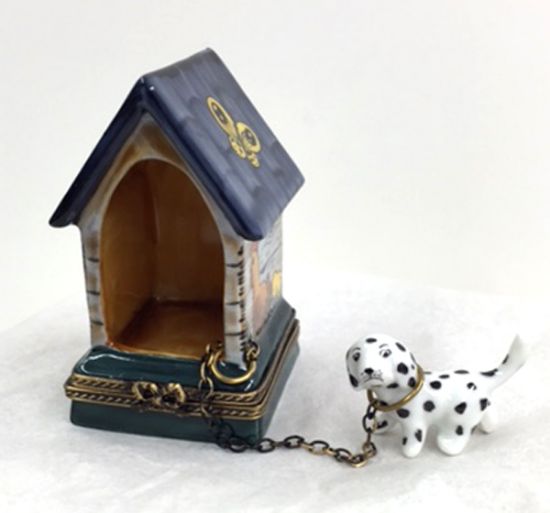 Picture of Limoges Dalmatian Dog with Dog House Box
