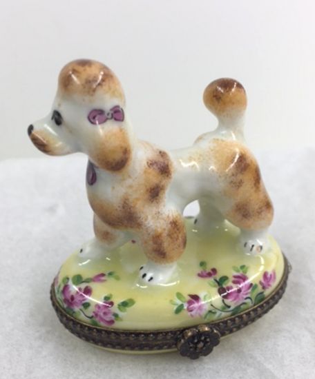 Picture of Limoges Brown Poodle with Roses Box 