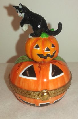 Picture of Limoges Black Cat on Jack O' Lanterns  Box