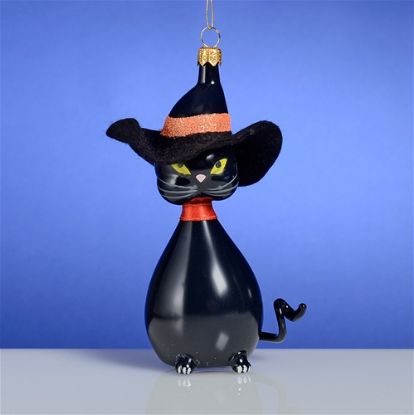 Picture of De Carlini Black Cat with Hat Ornament
