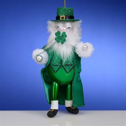 Picture of De Carlini Irish Santa with Clover Ornament