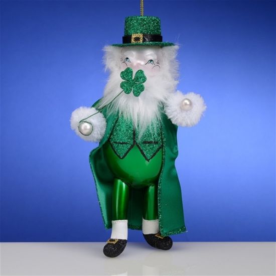 Picture of De Carlini Irish Santa with Clover Ornament