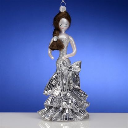 Picture of De Carlini Lady in Silver Dress Ornament