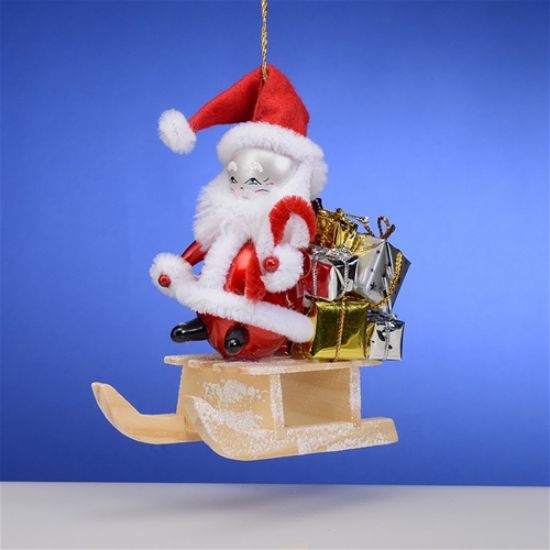 Picture of De Carlini Santa on Sled with Gifts Ornament