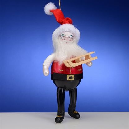 Picture of De Carlini Santa with Wooden Sled Ornament