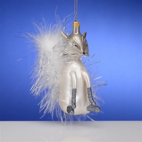 Picture of De Carlini White Fox Italian Christmas Ornament