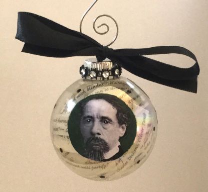 Picture of Charles Dickens Glass Christmas Ornament
