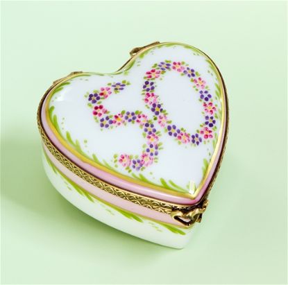 Picture of Limoges 50th Wedding Anniversary Heart with Roses Box