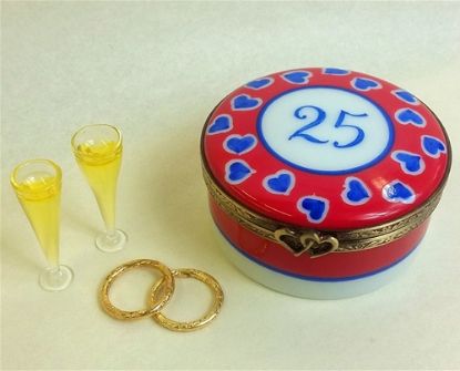 Picture of Limoges 25 Year Wedding Anniversary Box with Hearts
