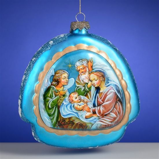 Picture of Nativity Russian Glass Christmas Ornament
