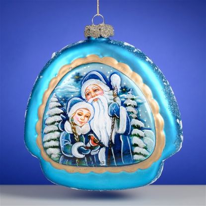 Picture of Snowmaiden and Father Frost Russian Glass Christmas Ornament