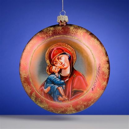Picture of Madonna and Child Russian Glass Christmas Ornament