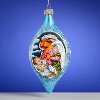 Picture of Guardian Angel Drop Russian Glass Christmas Ornament