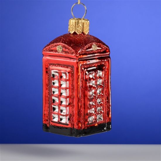 Picture of British Phone Booth Polish Glass Christmas Ornament
