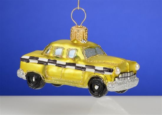 Picture of Yellow Cab Polish Glass Christmas  Ornament