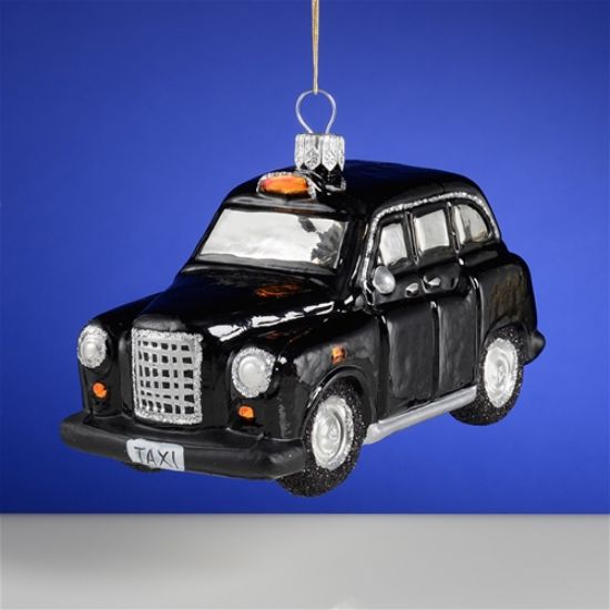Picture of British Taxi Polish Glass Christmas Ornament