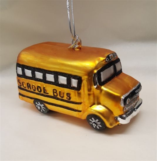 Picture of Schoolbus Polish Glass Christmas Ornament