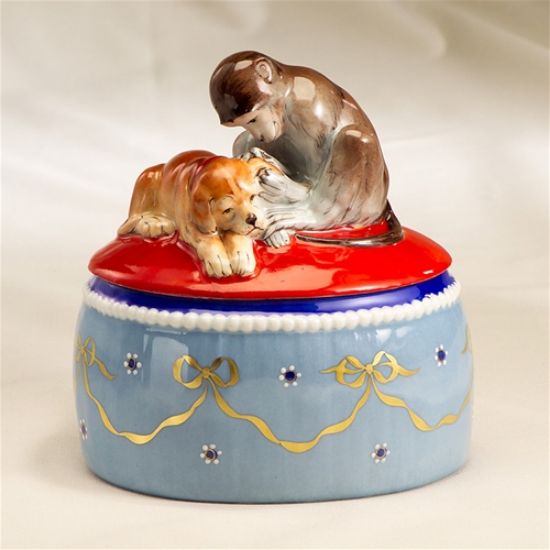 Picture of Limoges Monkey and Dog Jewelry Box