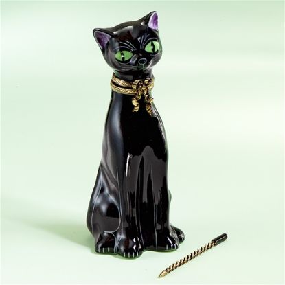Picture of Limoges Halloween Black Cat Green Eyes box with Wand