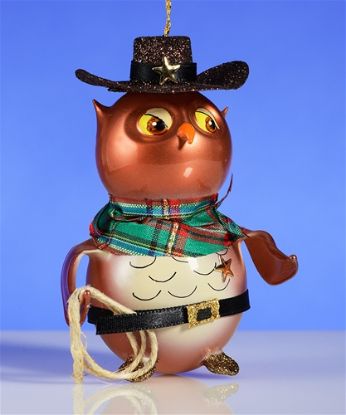 Picture of De Carlini Cowboy Owl Christmas Ornament