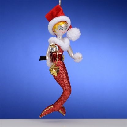 Picture of De Carlini Mrs Santa Mermaid Italian Christmas Ornament