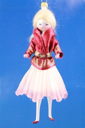 Picture of De Carlini Lady in PInk and Burgundy Christmas Ornament