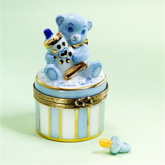 Picture of Limoges Blue Teddy with Toothpaste Box with Pacifier