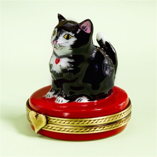 Picture of Limoges Black Cat with Heart Necklace Box