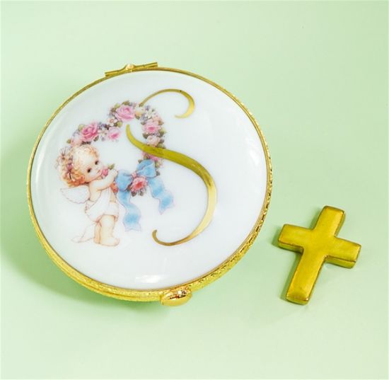 Picture of Limoges S Box with Cherub and Cross