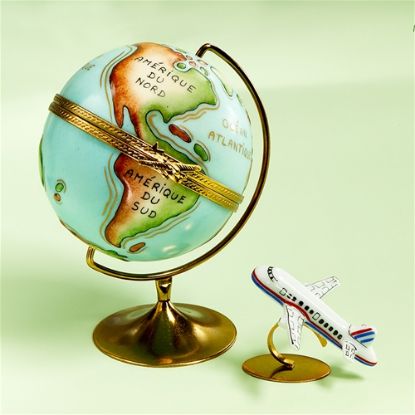 Picture of Limoges World Globe Box with Plane