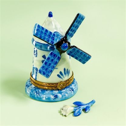 Picture of Limoges Blue White Dutch Windmill Box