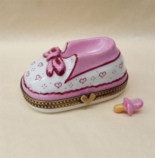 Picture of Limoges Baby Girl Shoe with Hearts Box and Pacifier
