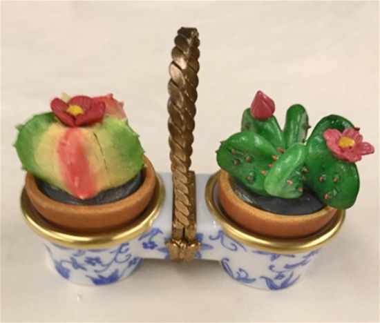 Picture of Limoges Double Cactus Box in Blue Pots