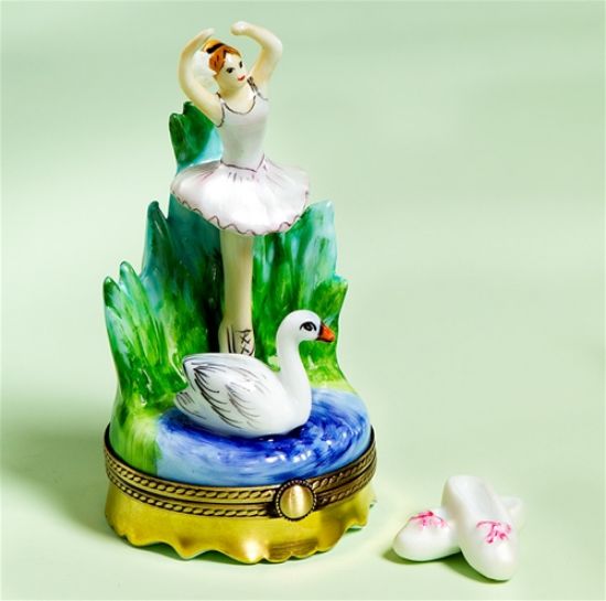 Picture of Limoges Swan  Lake Ballerina Box with Ballet Slippers
