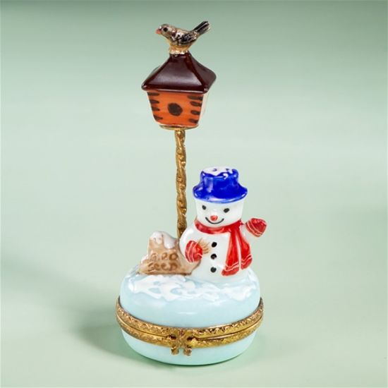 Picture of Limoges Snowman with Birdhouse Box