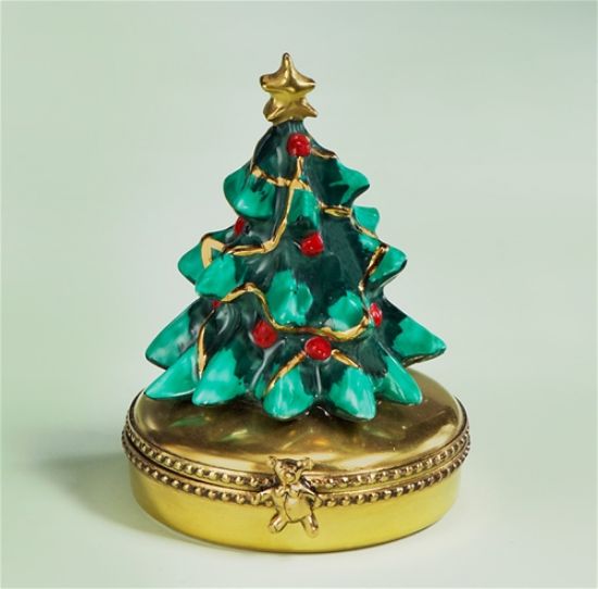 Picture of Limoges Green Christmas Tree on Gold Base Box