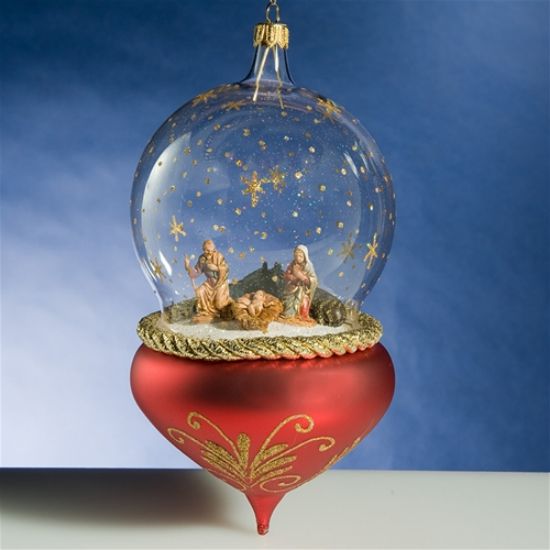 Picture of De Carlini Red Nativity with Animals Christmas Ornament