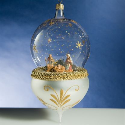 Picture of De Carlini White Nativity with Animals Christmas Ornament