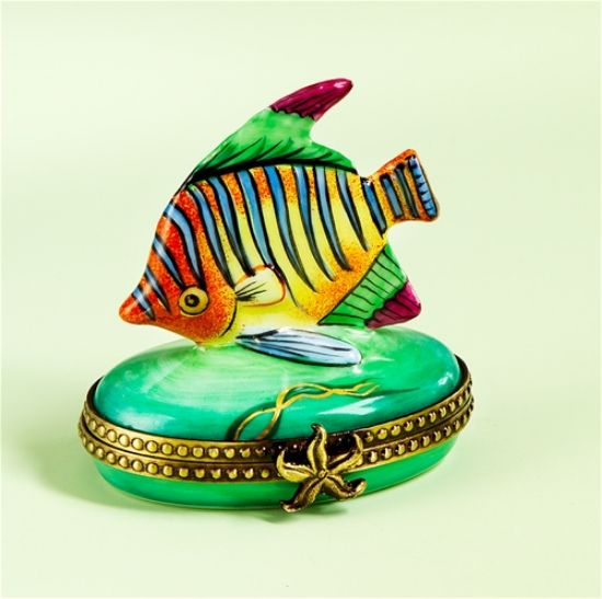 Picture of Limoges Tropical Fish on Green Sea Box.