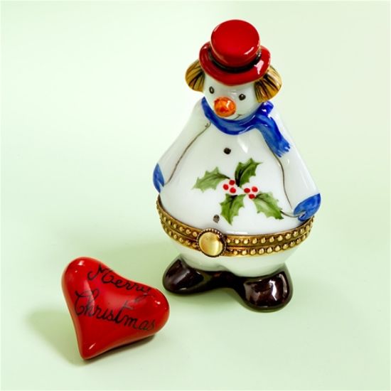 Picture of Limoges Snowman with Holly Box with Heart