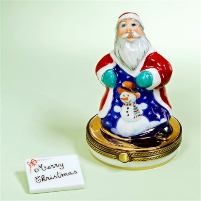 Picture of Limoges Santa Snowman Box with Merry Christmas Letter