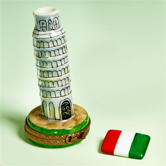 Picture of Limoges Pisa Tower Box with Italian Flag