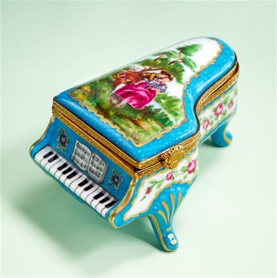 Picture of Limoges Romantic Turquoise Piano Box