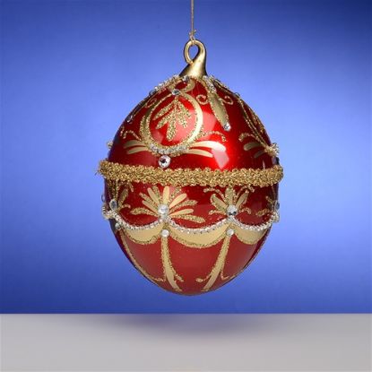 Picture of De Carlini Red and Gold Egg Christmas Ornament
